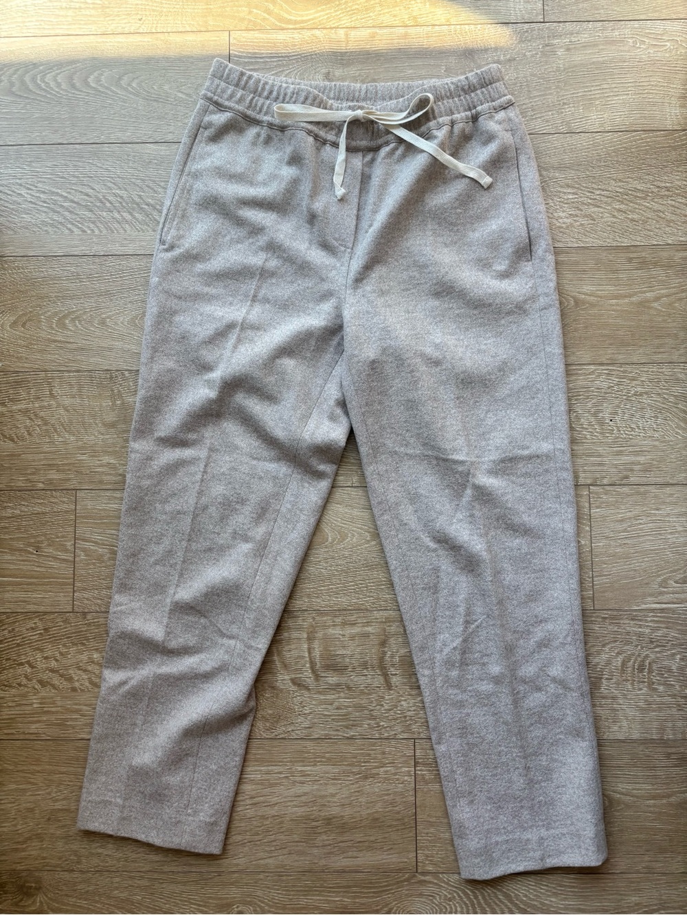 Reiss Wool-Blend Drawstring Trousers | Size US 6 (UK 10) | Heather Grey